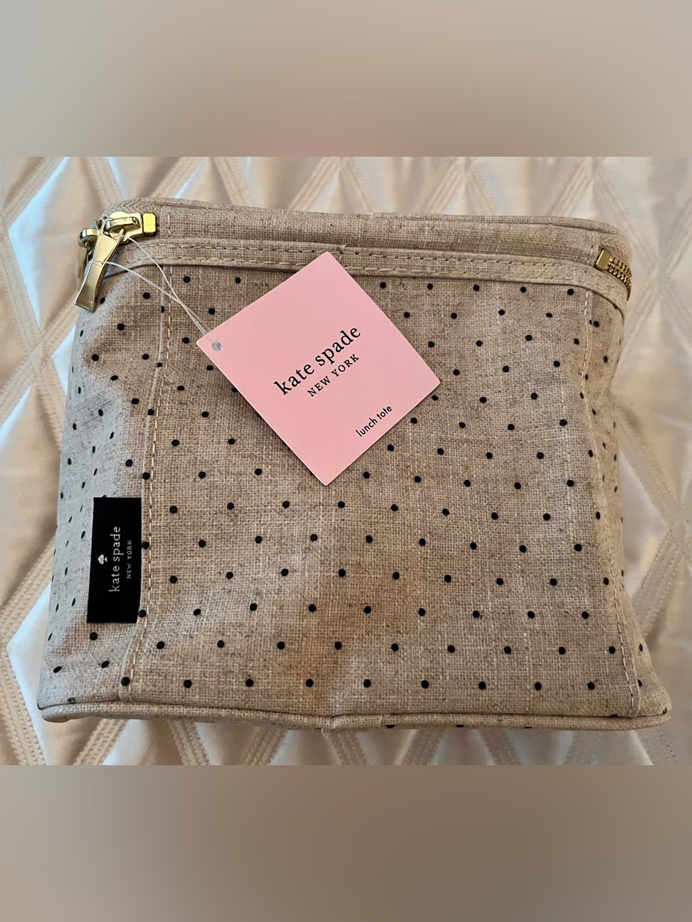 KateSpade 'Out to Lunch' Beige Polka Dot Lunch Tote - Picture 8 of 11